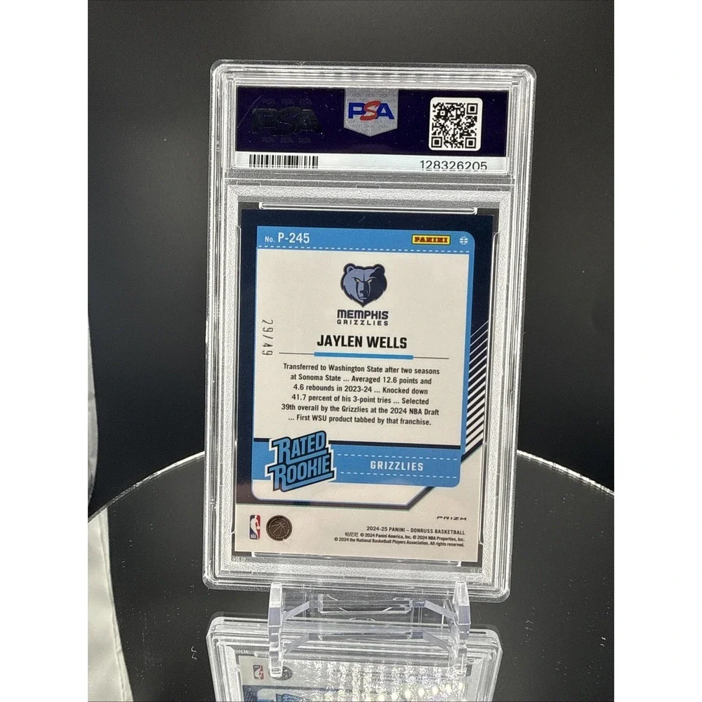2024 Optic Jaylen Wells Blue Fast Break RATED‎ ROOKIE RC #/49 Grizzlies PSA 9